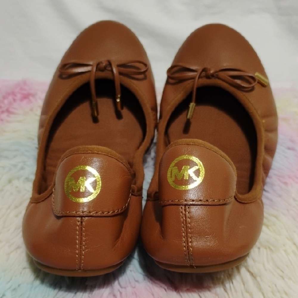Michael Kors Women's Brown Leather Ballet Flats Sz.8.5 Worn 2x - Picture 3 of 11
